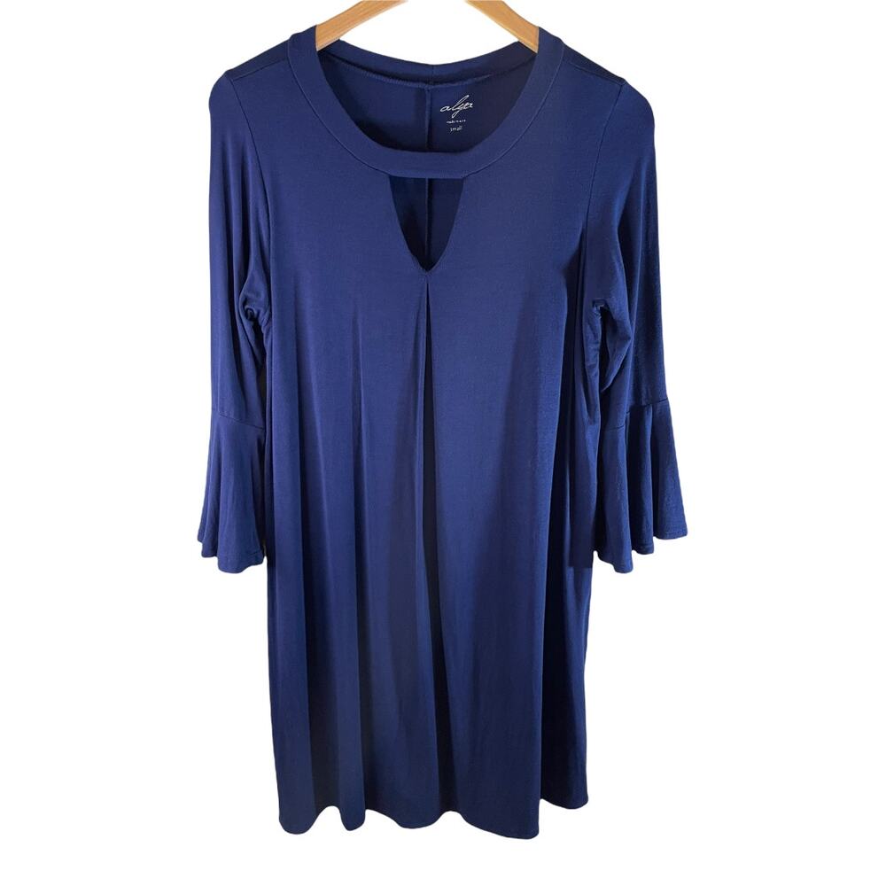Alya Women's Bell Sleeve Cut Out Mini Dress Blue Size Small Casual Boho Comfort